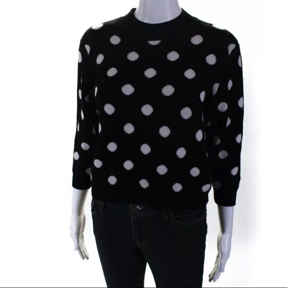 Joie Brettina Wool Polka dot Black white Sweater - Picture 4 of 8